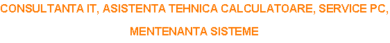 Text Box: CONSULTANTA IT, ASISTENTA TEHNICA CALCULATOARE, SERVICE PC,MENTENANTA SISTEME